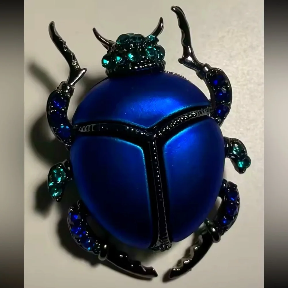 Royal Blue Green Beetle Brooch
